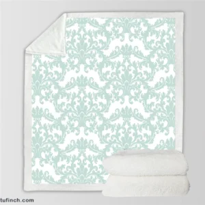 Blue Ornamental Luxury Pattern Sherpa Fleece Blanket