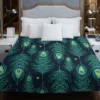 Blue Peacock Feather Design Duvet Cover