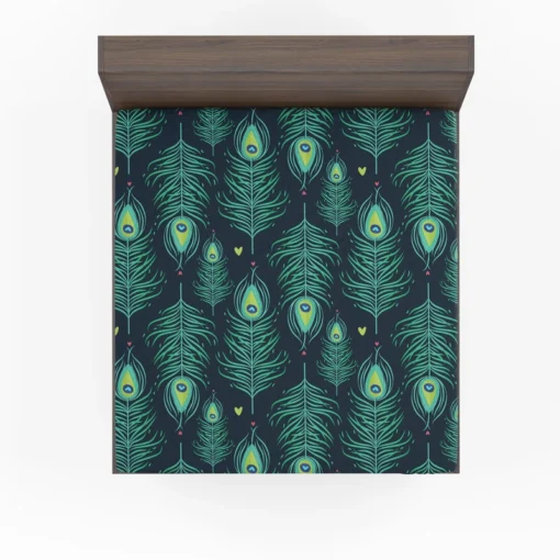 Blue Peacock Feather Design Fitted Sheet