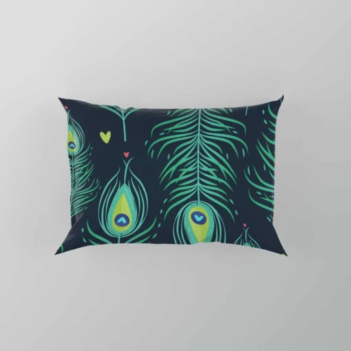 Blue Peacock Feather Design Pillow Case