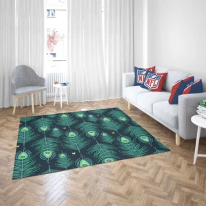 Blue Peacock Feather Design Rug 2