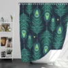 Blue Peacock Feather Design Shower Curtain