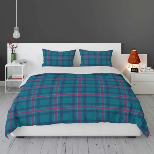 Blue Pink Checkered Pattern Bedding Set 1