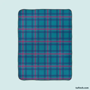 Blue Pink Checkered Pattern Fleece Blanket 1