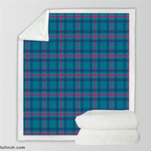 Blue Pink Checkered Pattern Sherpa Fleece Blanket