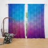 Blue Purple Floral Gradient Curtain