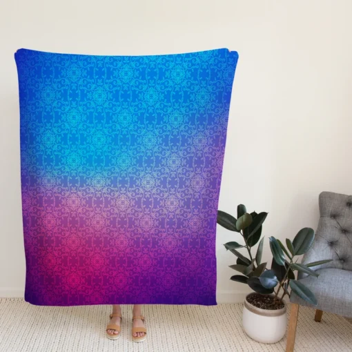 Blue Purple Floral Gradient Fleece Blanket