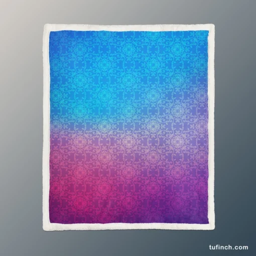 Blue Purple Floral Gradient Sherpa Fleece Blanket 1