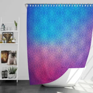 Blue Purple Floral Gradient Shower Curtain