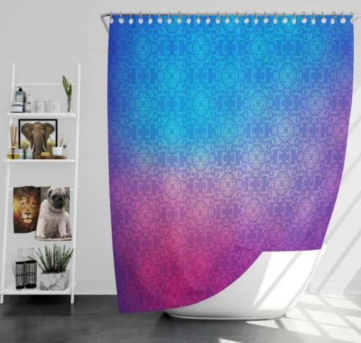 Blue Purple Floral Gradient Shower Curtain