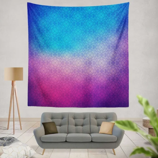 Blue Purple Floral Gradient Wall Tapestry