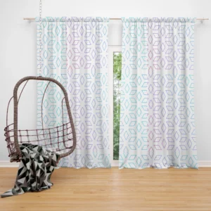 Blue Purple Floral Pattern Curtain