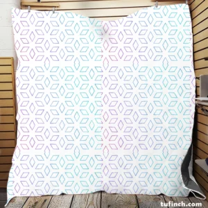 Blue Purple Floral Pattern Quilt Blanket