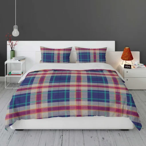 Blue Purple Plaid Design Bedding Set 1