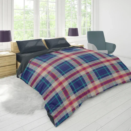 Blue Purple Plaid Design Duvet Cover 1