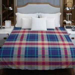 Blue Purple Plaid Design Duvet Cover