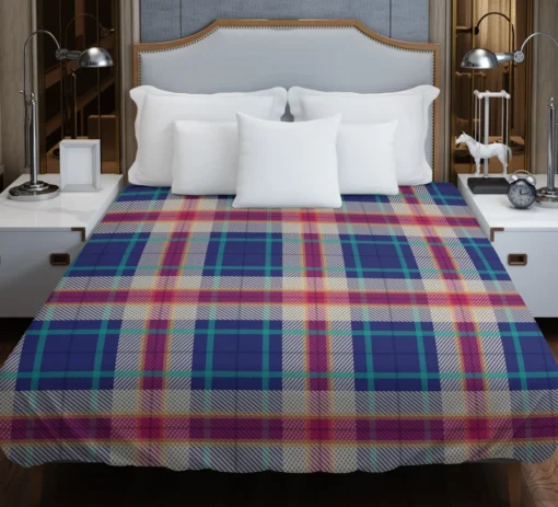 Blue Purple Plaid Design Duvet Cover