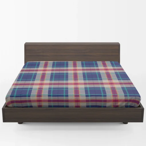 Blue Purple Plaid Design Fitted Sheet 1