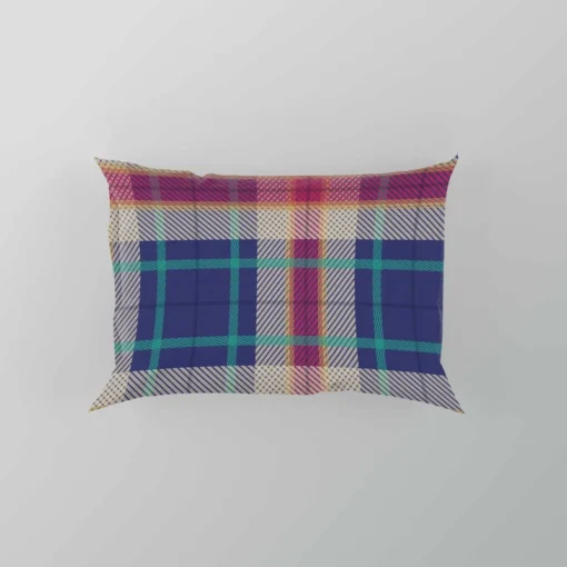 Blue Purple Plaid Design Pillow Case