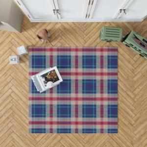 Blue Purple Plaid Design Rug