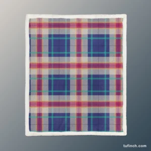 Blue Purple Plaid Design Sherpa Fleece Blanket 1