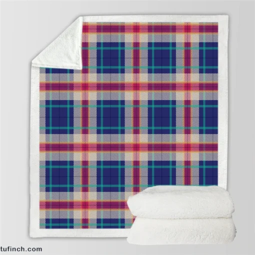 Blue Purple Plaid Design Sherpa Fleece Blanket