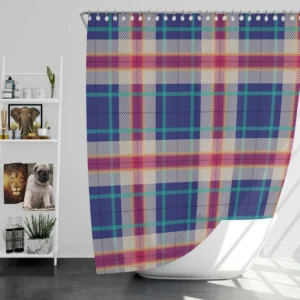 Blue Purple Plaid Design Shower Curtain