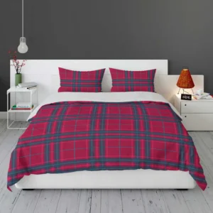 Blue Red Checkered Plaid Bedding Set 1