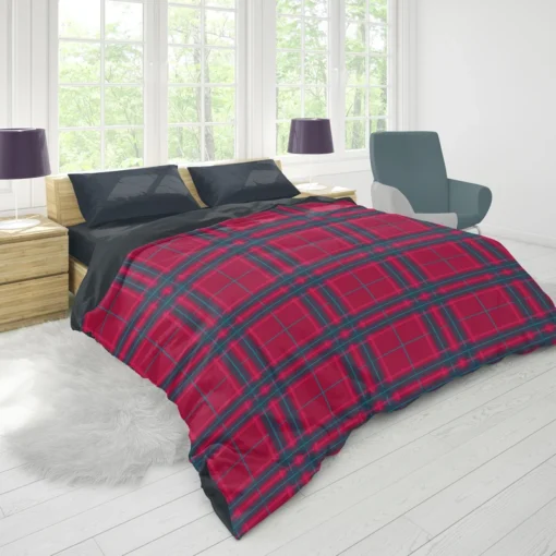 Blue Red Checkered Plaid Duvet Cover 1