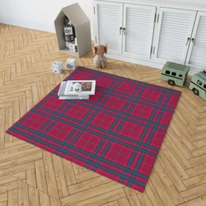 Blue Red Checkered Plaid Rug 1