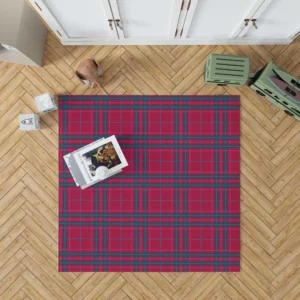 Blue Red Checkered Plaid Rug