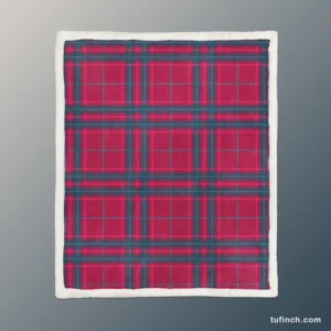 Blue Red Checkered Plaid Sherpa Fleece Blanket 1