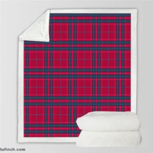 Blue Red Checkered Plaid Sherpa Fleece Blanket