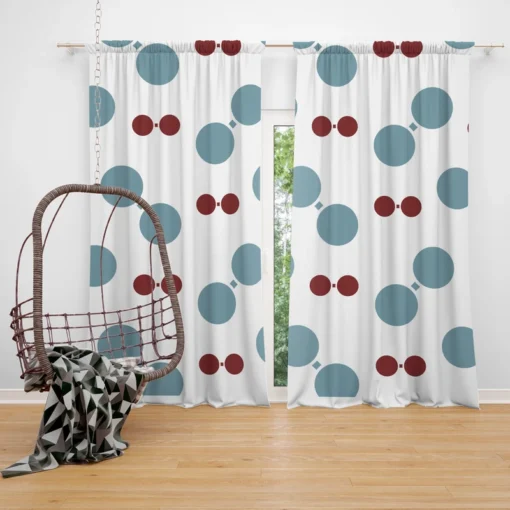 Blue Red Polka Dots Curtain