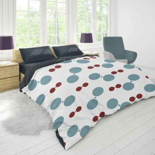 Blue Red Polka Dots Duvet Cover 1