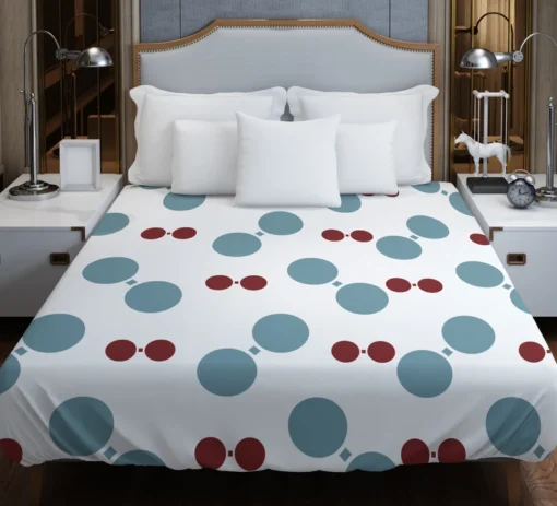 Blue Red Polka Dots Duvet Cover