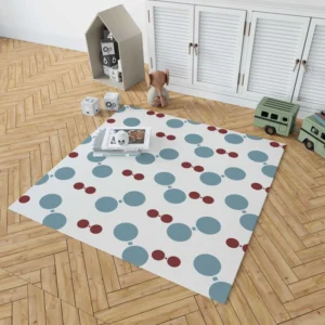 Blue Red Polka Dots Rug 1