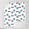 Blue Red Polka Dots Sherpa Fleece Blanket