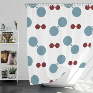 Blue Red Polka Dots Shower Curtain