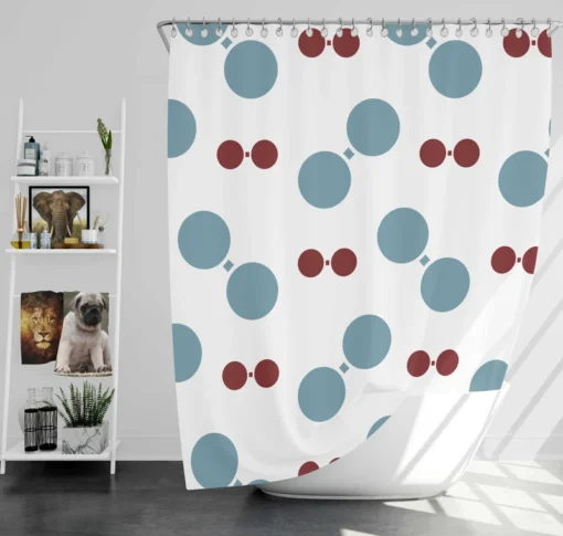 Blue Red Polka Dots Shower Curtain