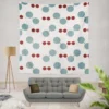 Blue Red Polka Dots Wall Tapestry