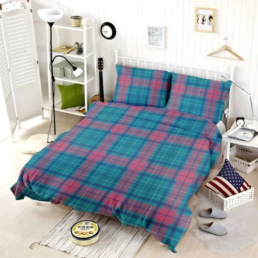 Blue Red Tartan Plaid Bedding Set