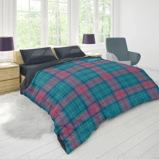 Blue Red Tartan Plaid Duvet Cover 1