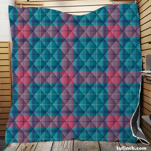 Blue Red Tartan Plaid Quilt Blanket