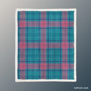 Blue Red Tartan Plaid Sherpa Fleece Blanket 1