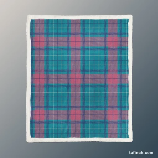 Blue Red Tartan Plaid Sherpa Fleece Blanket 1