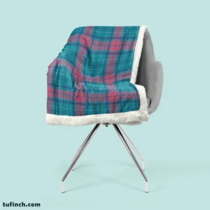 Blue Red Tartan Plaid Sherpa Fleece Blanket 2