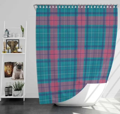 Blue Red Tartan Plaid Shower Curtain