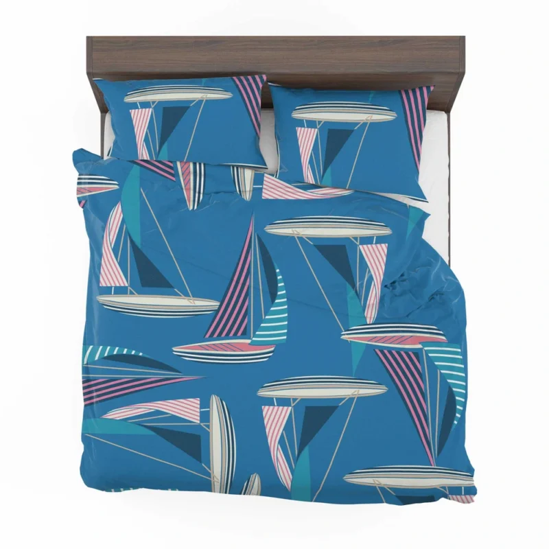 Blue Sailboat Pattern Bedding Set 2