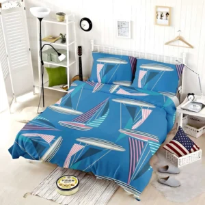 Blue Sailboat Pattern Bedding Set